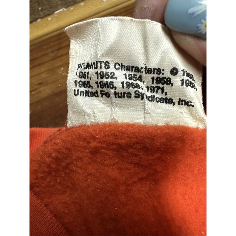 Vintage 90s Peanuts Snoopy Lucy Halloween Orange Sweatshirt XL - Picture 7 of 7